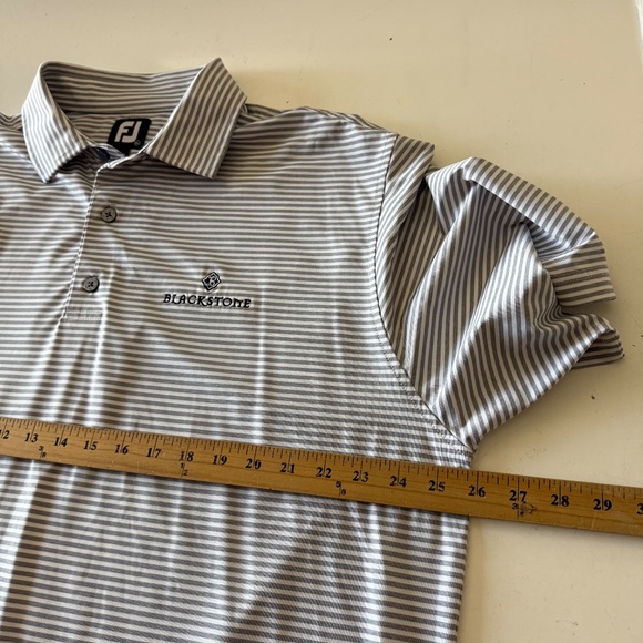 FootJoy FJ x Blackstone GC Gray Striped Performance Golf Polo Mens XL Stretch - Picture 5 of 7